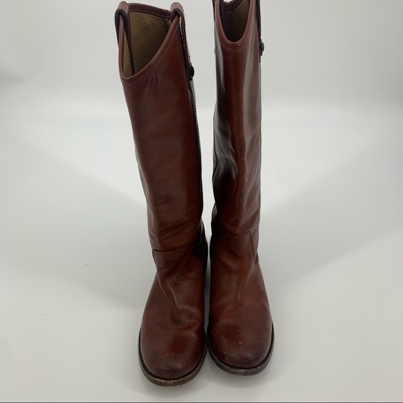 Frye Melissa Button Brown Leather Riding Boots Size 6 - Picture 7 of 8
